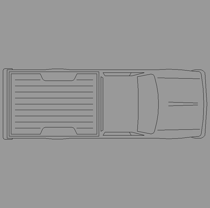 Bloque Autocad Vista de Coche Pick-UP Bibliot. 2D-3D en Planta